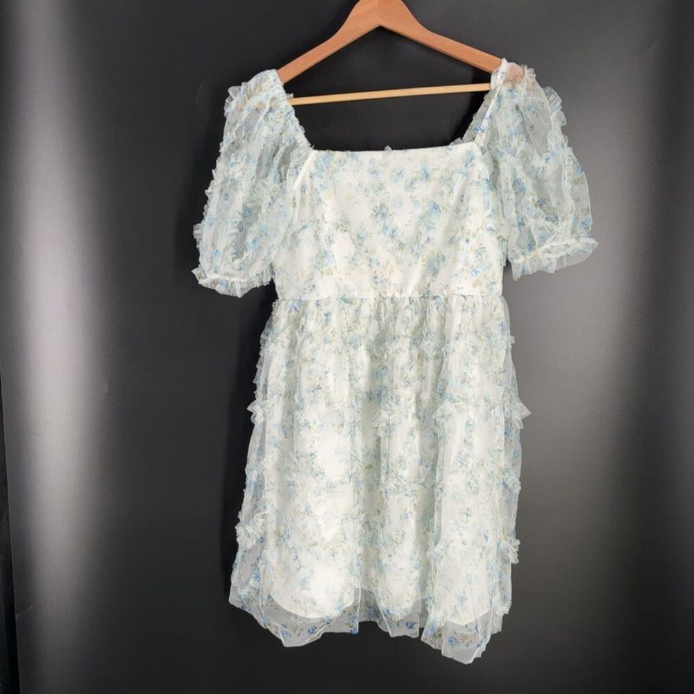 unknown brand Textured Floral Ruffle Dress
